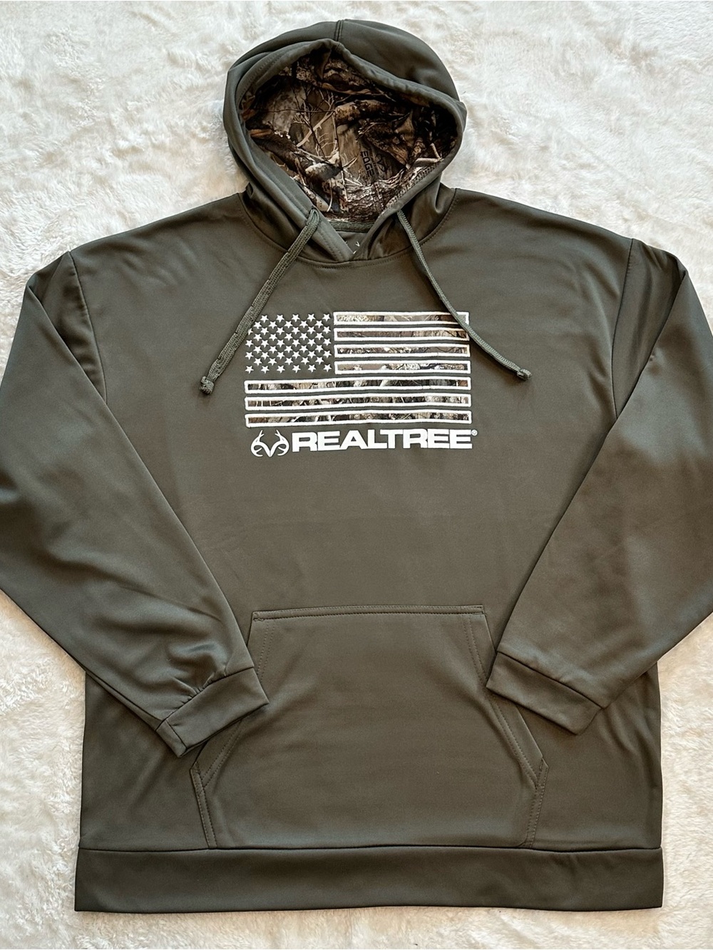 Realtree by Staghorn Outfitters Men's XL Camo American Flag Hoodie Green NWOT